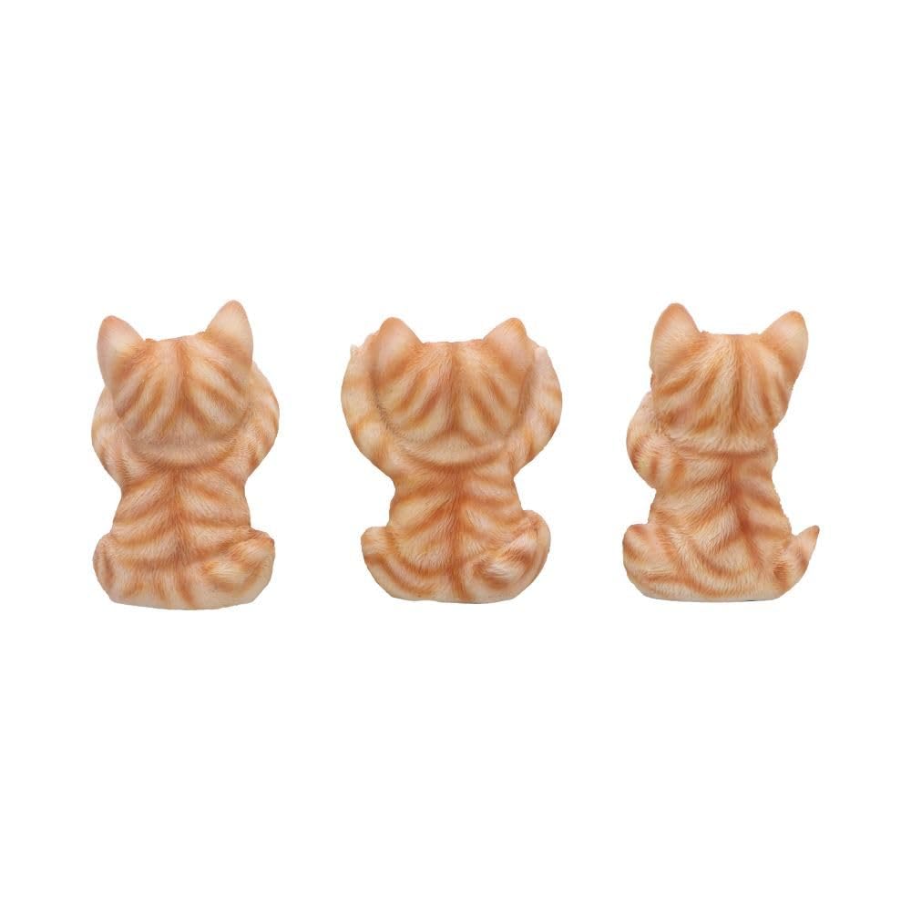 Three Wise Ginger Cats Figurines Set of 3 a See No Hear Speak 8.5cm