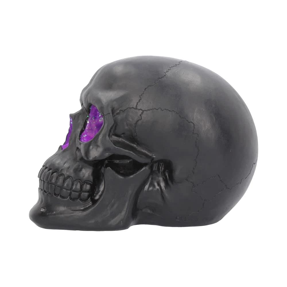 Geode Skull Black Purple Gothic Glitter Figurine 17cm