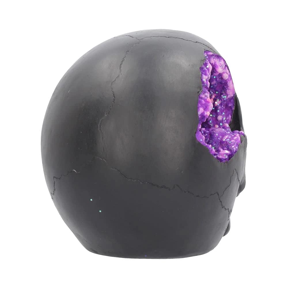 Geode Skull Black Purple Gothic Glitter Figurine 17cm