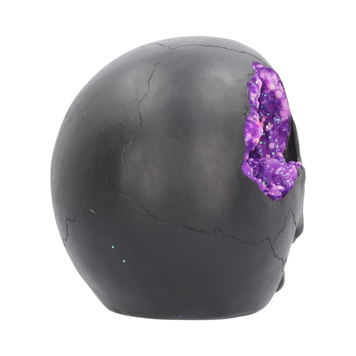 Geode Skull Black Purple Gothic Glitter Figurine 17cm