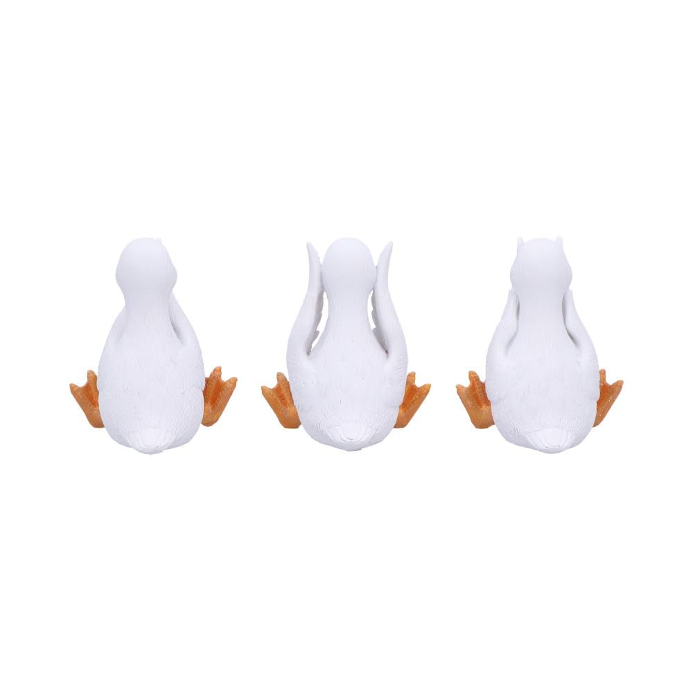 Three Wise Goofy Geese Figurines in See no Hear Speak Evil Poses 8.5cm