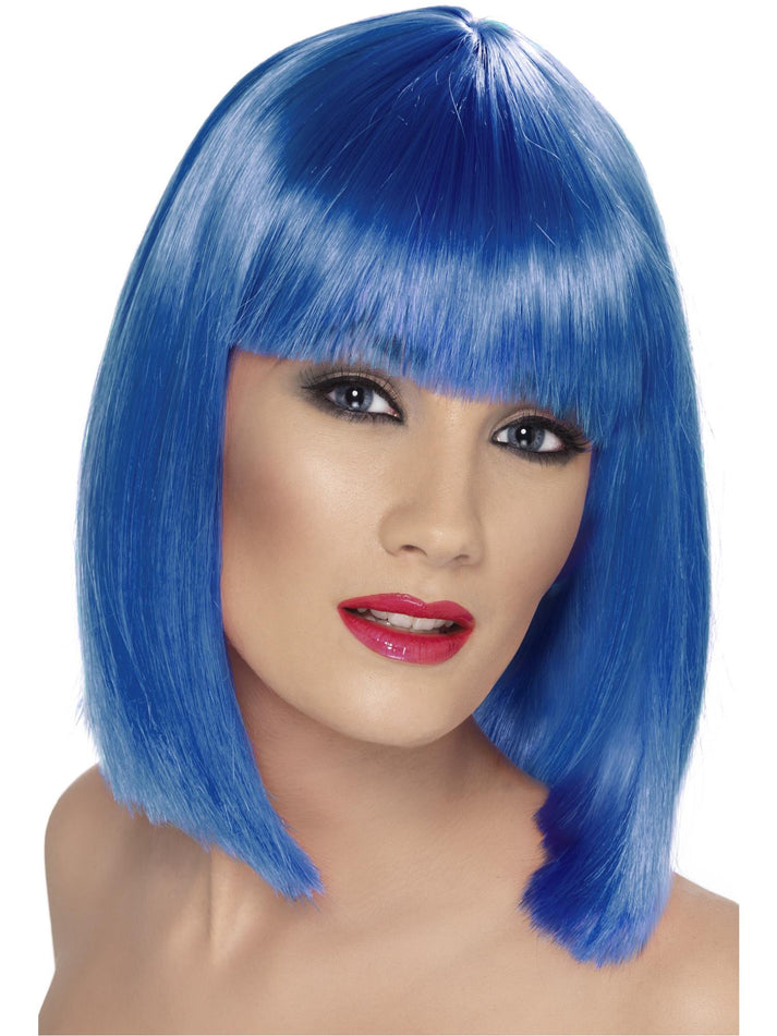 Glam Wig Adult Blue Short Fringed Fantasy Costume Accessory