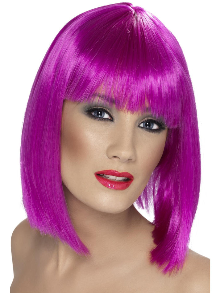 Glam Wig Adult Purple Short Blunt with Fringe Fantasy Costume Accessory