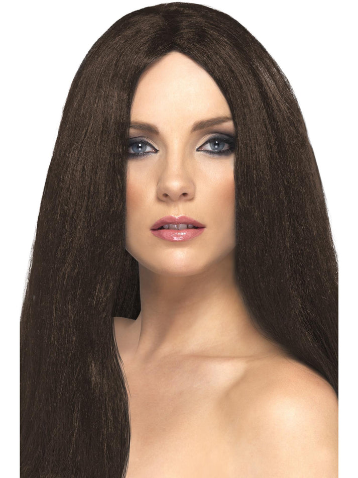 Star Style Wig Adult Brown Long Straight 44cm Fantasy Costume Accessory