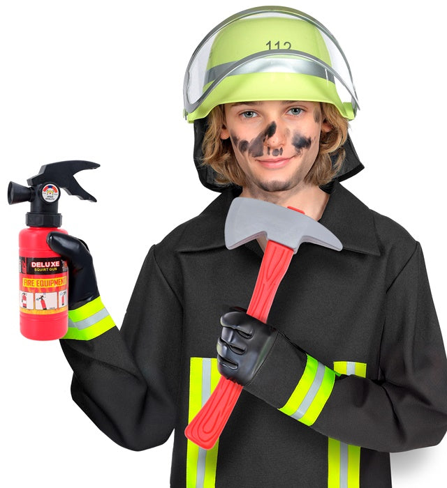 Firefighter Set Helmet, Axe, Fire Extinguisher