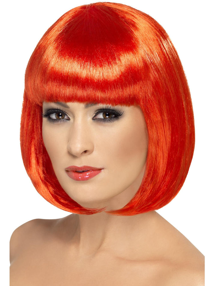 Partyrama Wig 12 Inch Adult Red Short Bob with Fringe Party Costume Accessory