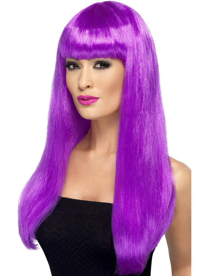Babelicious Wig Adult Purple Long Straight with Fringe Fantasy Costume Accessory