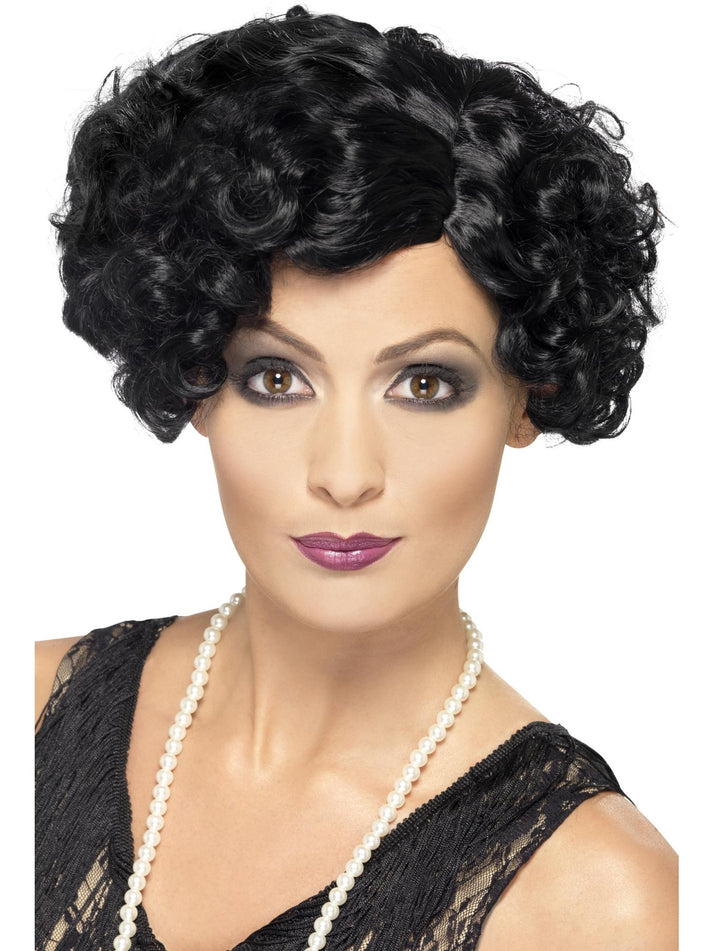 20s Flirty Flapper Wig Adult Black Short and Wavy Costume Accessory