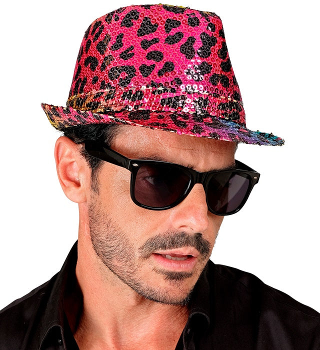 Rainbow Animalier Leopard Sequin Fedora