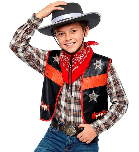 Cowboy Vest, Hat, Bandana, Sheriff Star