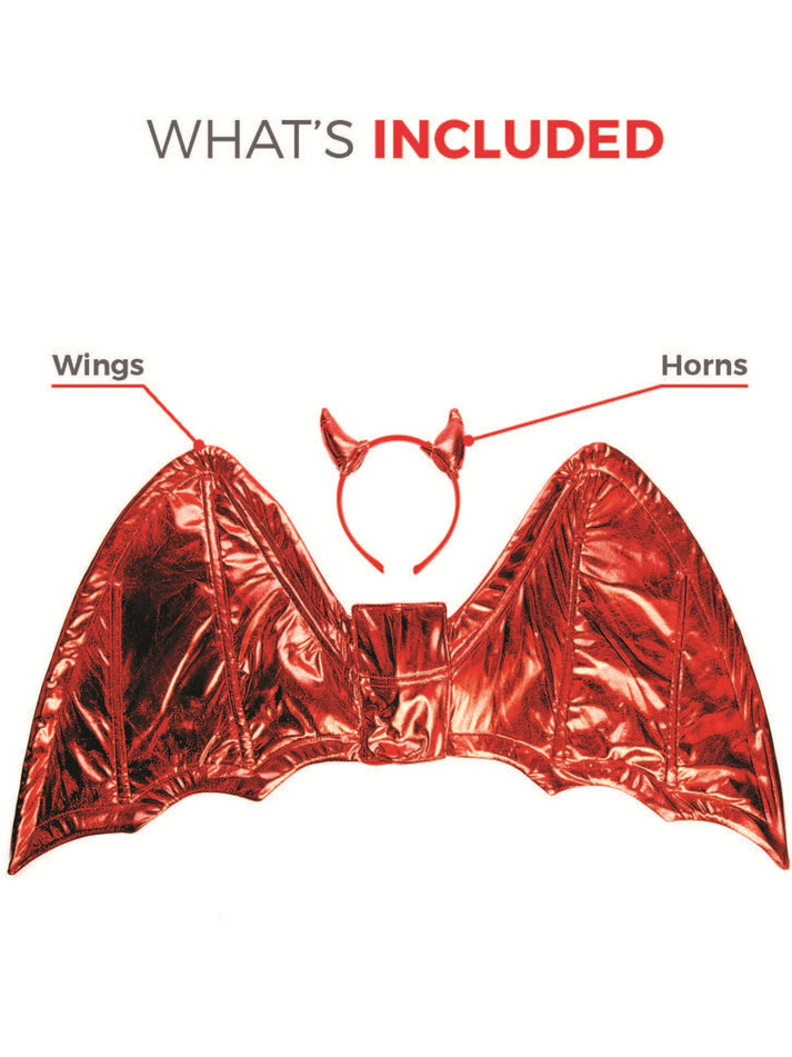 Fever Devil Kit Adult Red Wings Horns Headband Costume Accessory