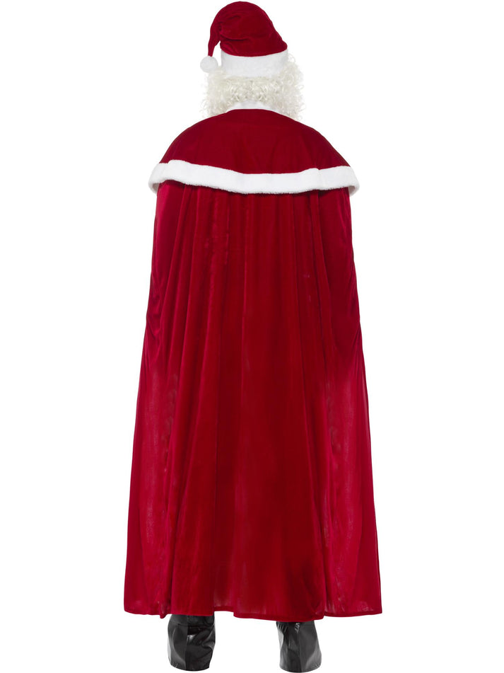 Deluxe Santa Claus Costume Red Trousers Jacket Cape Hat Boot Covers Beard Belt Gloves