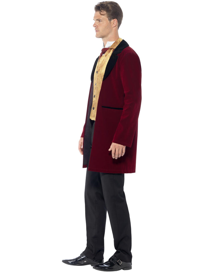 Edwardian Gent Red Jacket Mock Waistcoat Cravat Deluxe Adult Costume