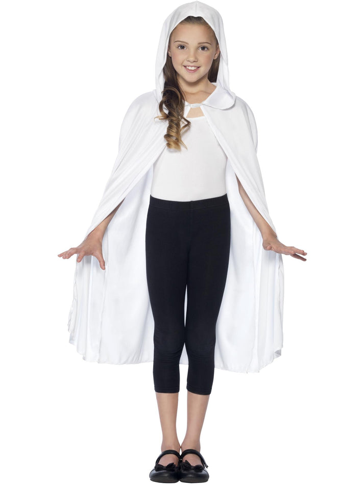 Hooded Cape Kids Long White Spooky Costume Accessory