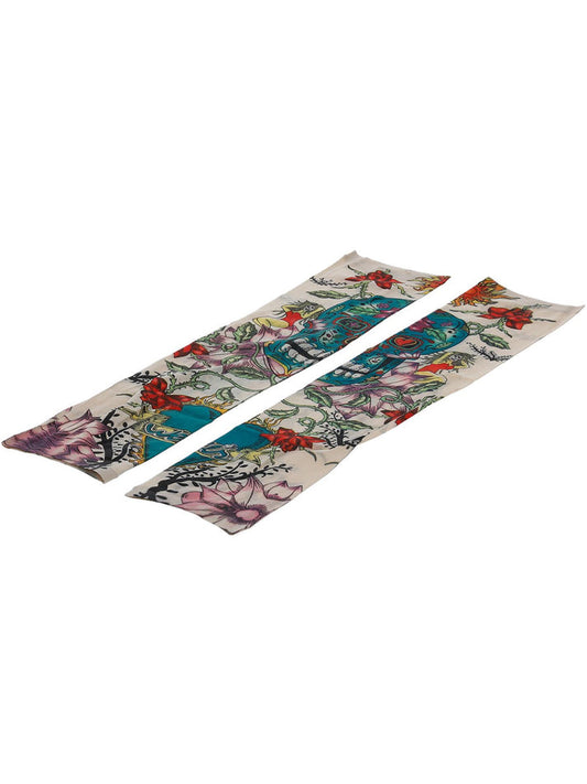 Day Of The Dead Tattoo Sleeve Multi Coloured Adult Costume Accessory 2