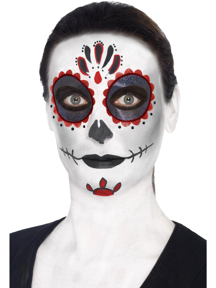 Day of The Dead Make Up Kit Face Paints Tattoo Gem Stickers Crayon Applicators