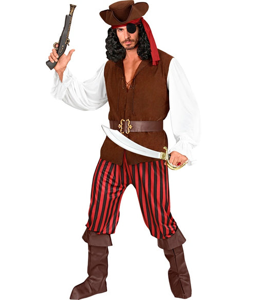 Pirate Shirt With Vest, Pants, Belt, Boot Covers, Headband, Hat, Eye-Patch