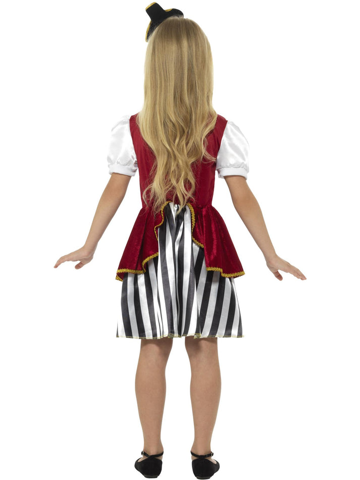 Pirate Girl Costume Kids Red Black and White Dress and Hat