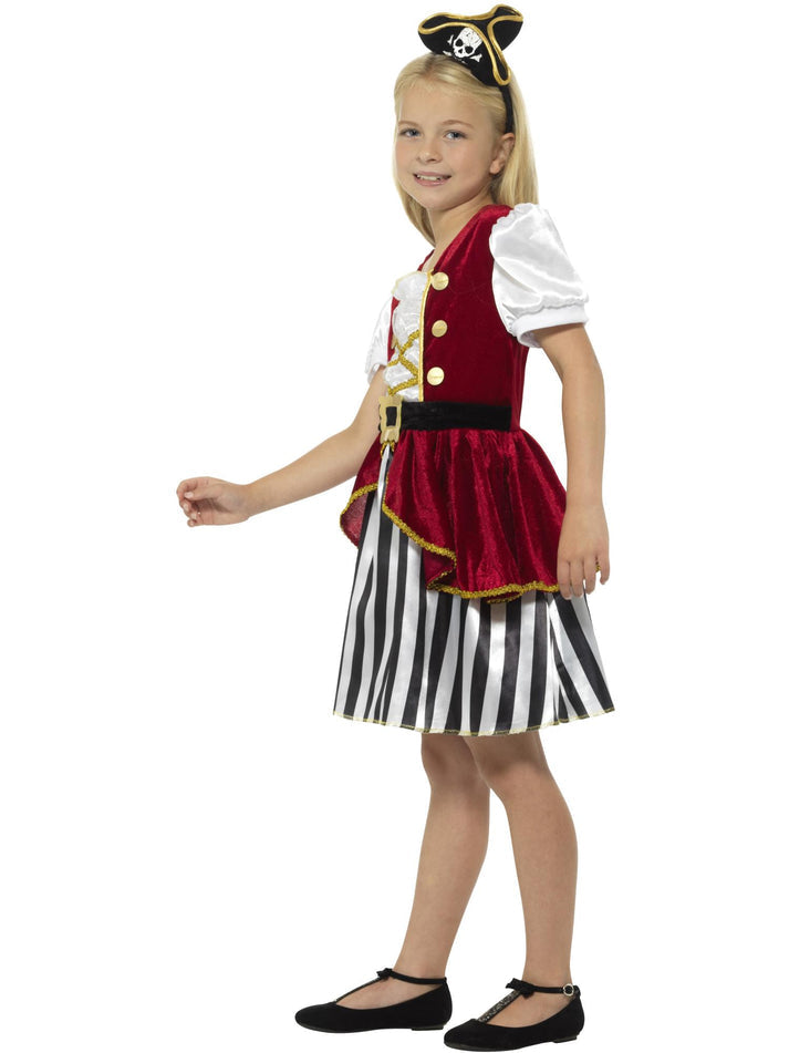 Pirate Girl Costume Kids Red Black and White Dress and Hat