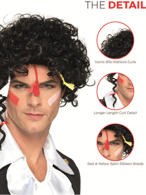 80s New Romantic Wig Adult Black Adam Ant Costume Hair