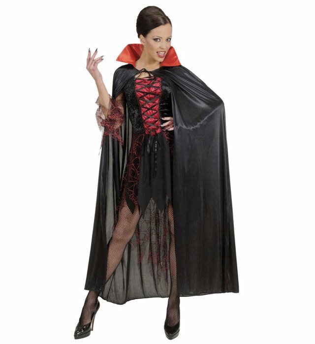 Black Cape With Red Satin Collar 136 Cm