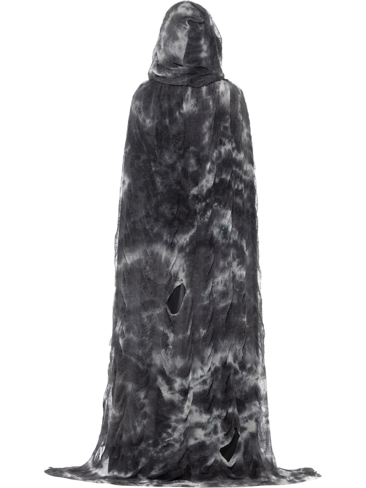 Deluxe Spellbound Decayed Hooded Cape Adult Black Grey Tie Die Horror Costume Accessory