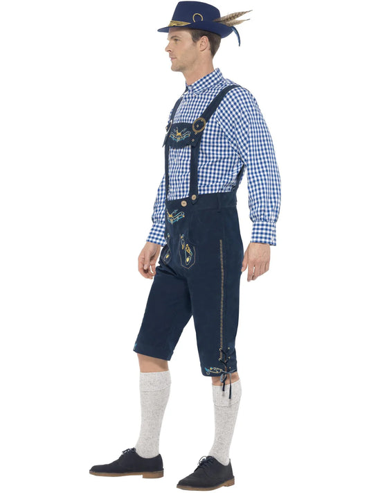 Traditional Rutger Bavarian Costume Deluxe Adult Blue Lederhosen Shirt 2