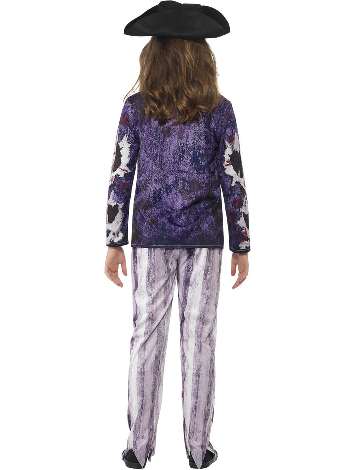 Deluxe Jolly Rotten Pirate Girl Costume Kids Sublimation Print Blue Top Trousers and Hat