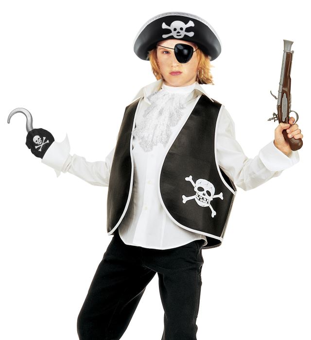 Pirate Dress-Up Set Vest, Hat, Eye-Patch, Earring, Hook