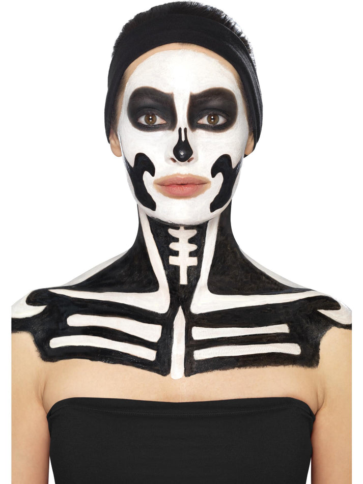 Skeleton Liquid Latex Kit Adult Make Up Pots 2 Sponge Applicators