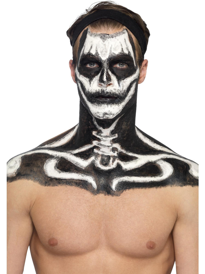 Skeleton Liquid Latex Kit Adult Make Up Pots 2 Sponge Applicators