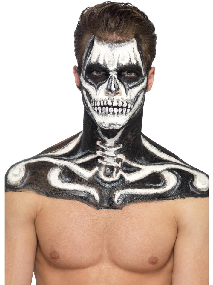 Skeleton Liquid Latex Kit Adult Make Up Pots 2 Sponge Applicators