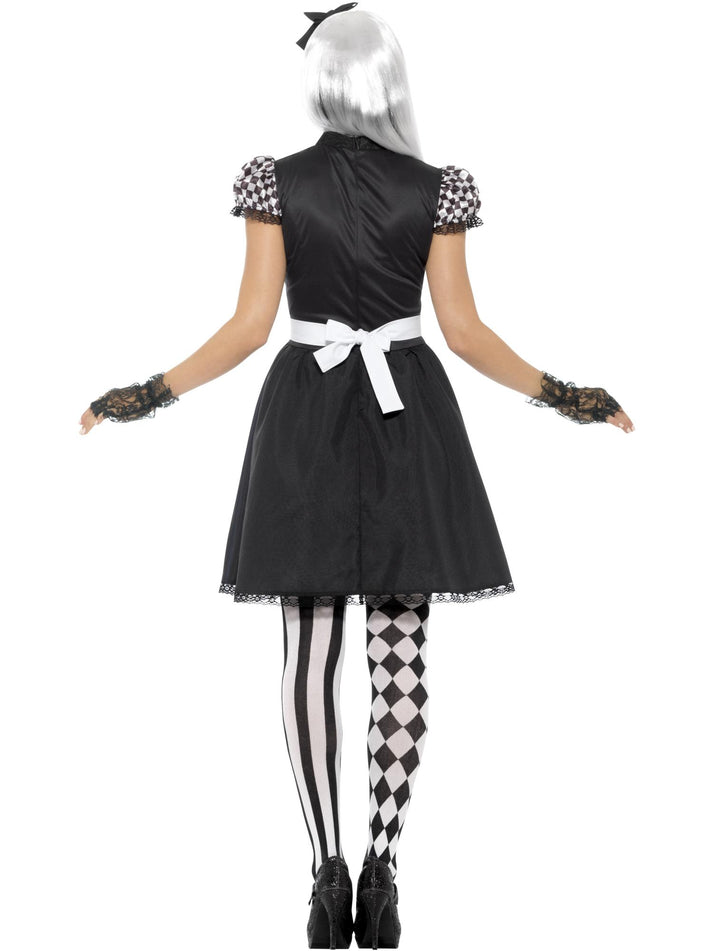 Gothic Alice Costume Adult Black Dress White Apron and Matching Headband