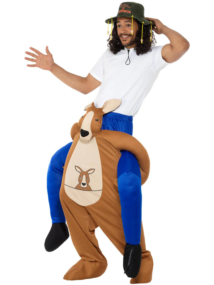 Piggyback Kangaroo Costume Brown One Piece Suit and Mock Legs