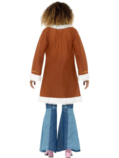 Retro Afghan Coat Brown with Fur Trim for Ladies Costumes