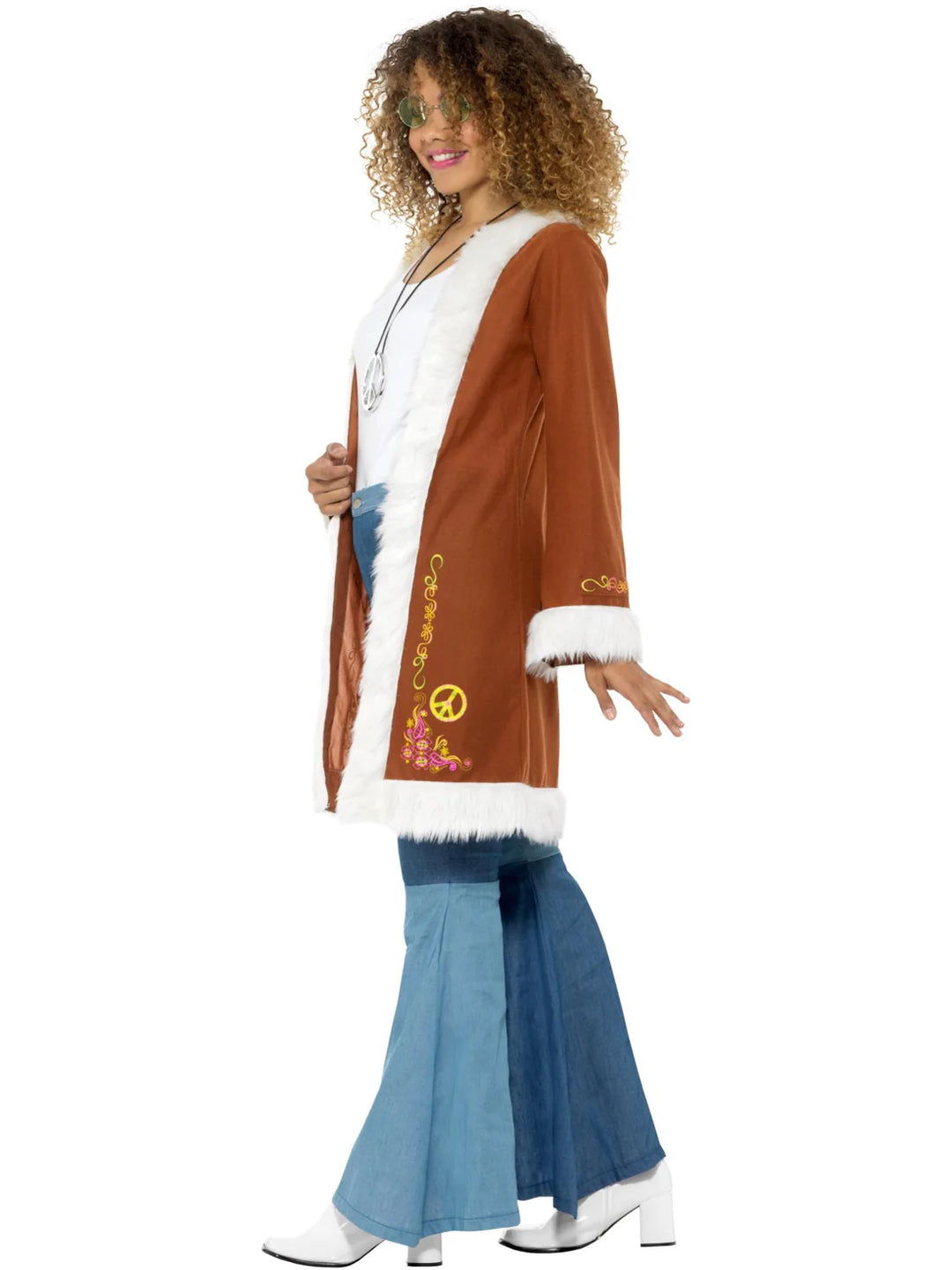 Retro Afghan Coat Brown with Fur Trim for Ladies Costumes