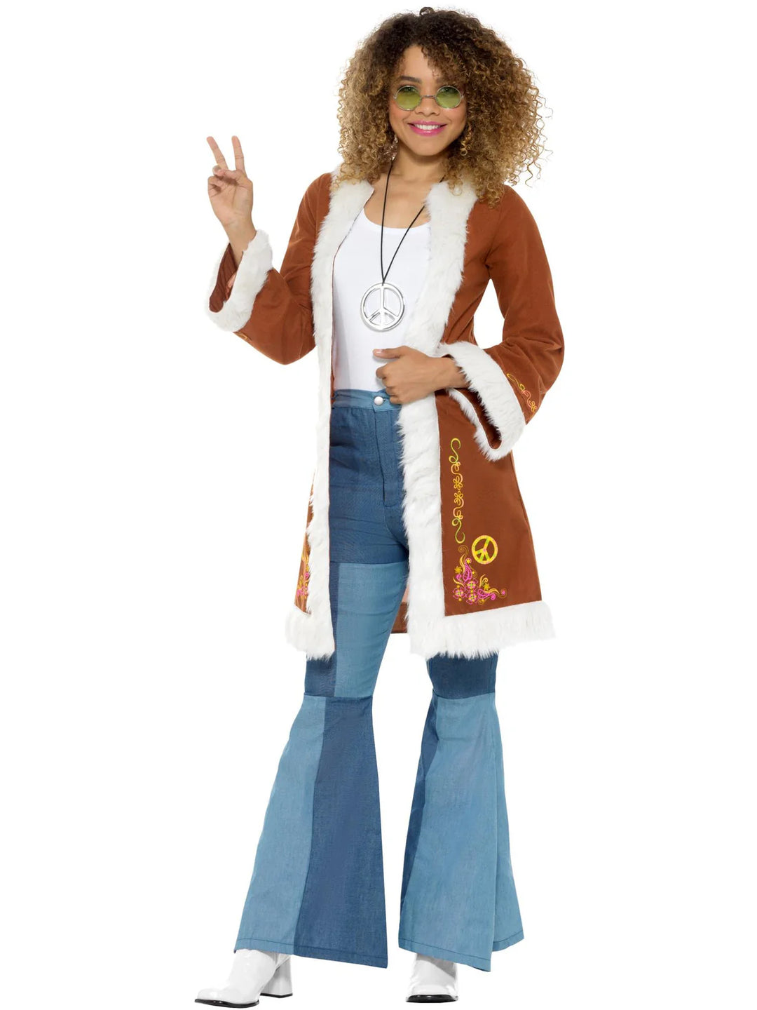 Retro Afghan Coat Brown with Fur Trim for Ladies Costumes