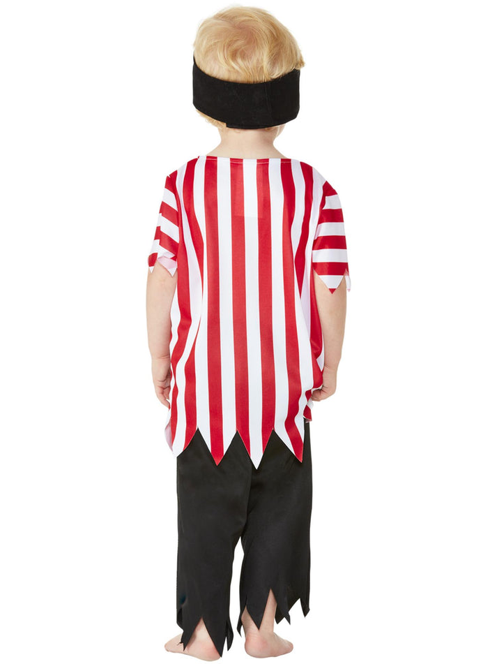 Toddler Jolly Pirate Costume Striped Top Black Trousers Bandana