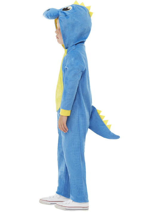 Toddler Dinosaur Costume Blue Hooded Jumpsuit with Tail 2