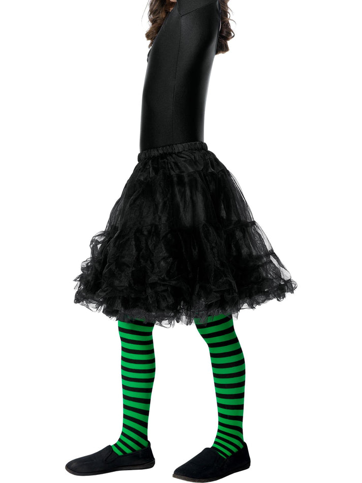 Wicked Witch Tights Child Green Black Halloween Costume Accessory Age 6 To 12