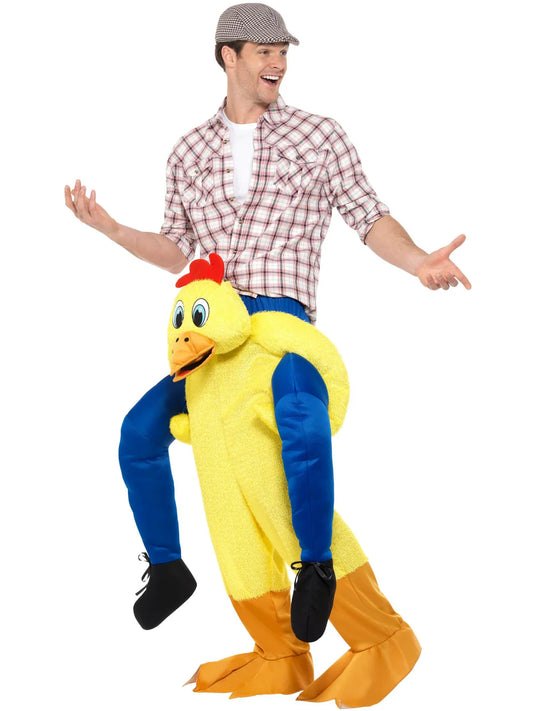 Piggyback Chicken Costume Yellow One Piece Suit with Mock Legs 2