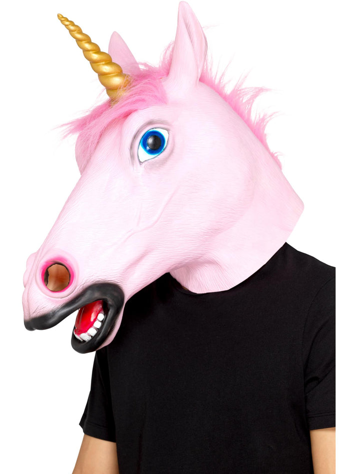Pink Unicorn Latex Mask Adult Full Overhead Animal Costume Accessory