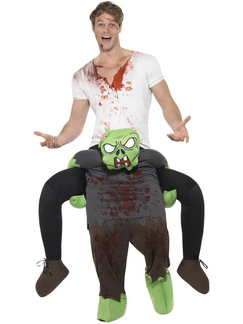Piggyback Zombie Costume Green and Grey