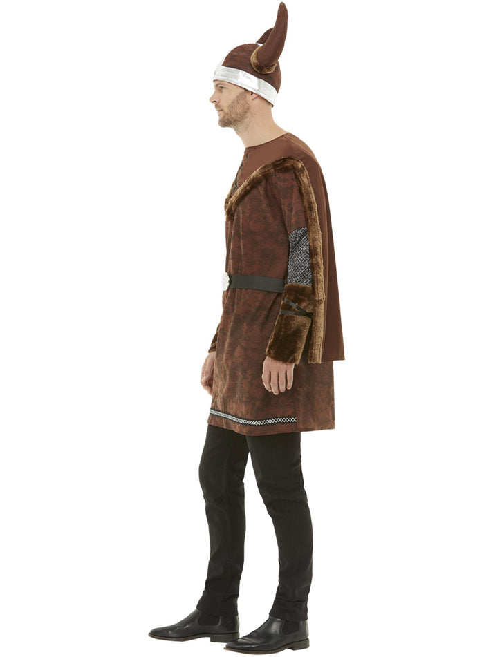 Viking Barbarian Costume Adult Brown Tunic Cape and Helmet