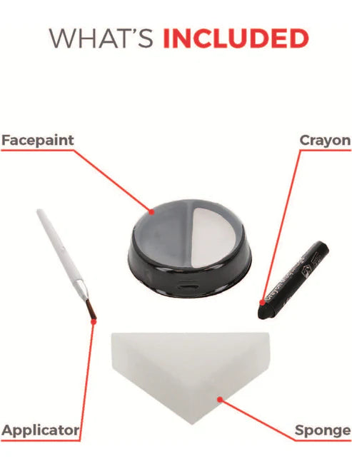 Makeup FX Kids Skeleton Kit Aqua Black Facepaint Crayon Sponge Applicator