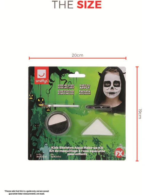 Makeup FX Kids Skeleton Kit Aqua Black Facepaint Crayon Sponge Applicator