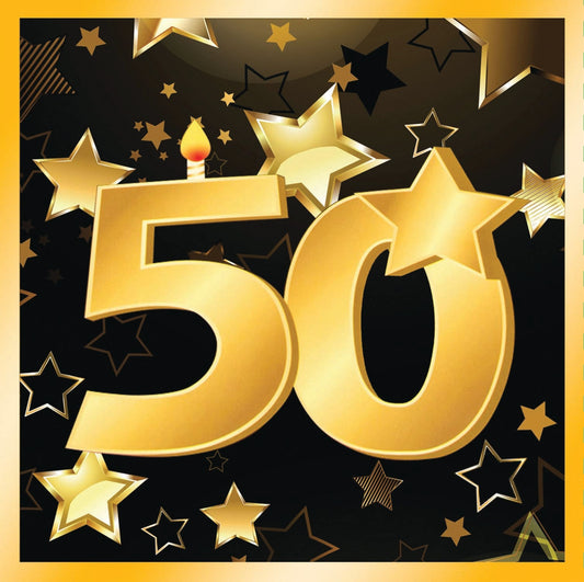 50th Birthday Napkins 13" 16 In Pkt 2