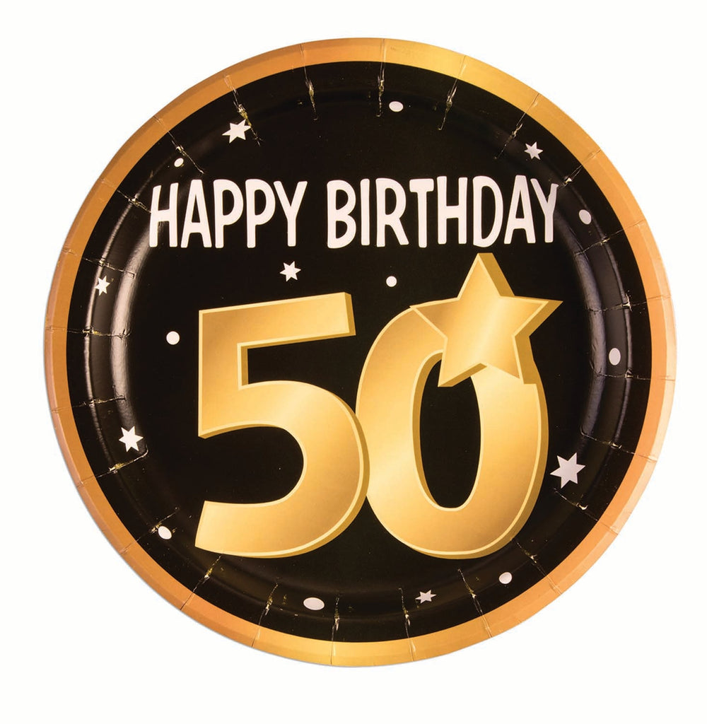 Size Chart 50th Birthday Paper Plates 9" 8 In Pkt