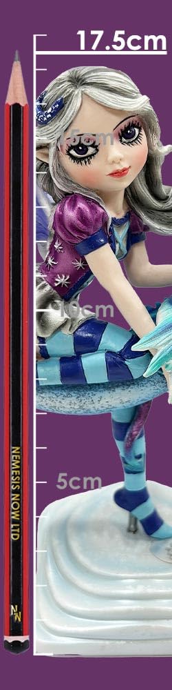 Lunar Fae Fairy Figurine with Dragon on Crescent Moon 20cm