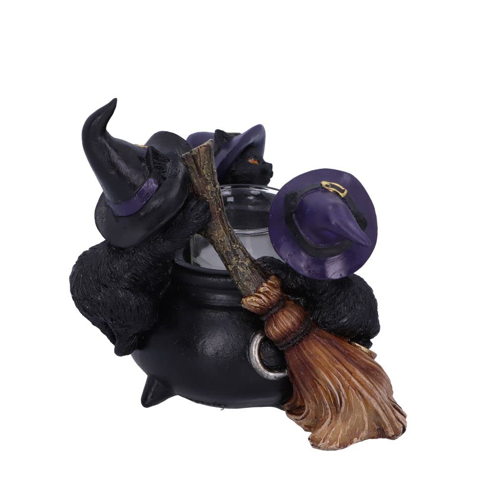 Familiar Cauldron Black Cat Candle Holder 12.5cm